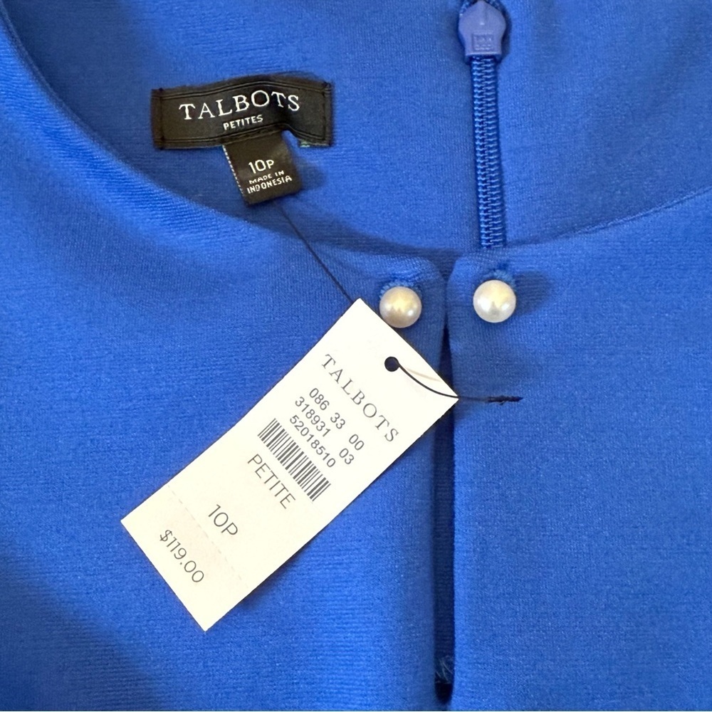 Talbots short sleeve Royal Blue Sheath Dress Women’s Size 10 petite NWT - Picture 4 of 13
